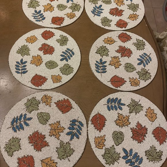 Set of 6 Sigrid Olsen Home Beaded Fall Plate Chargers - Picture 2 of 2